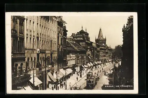 AK Praha, Na Prikopech, Strassenbahnen