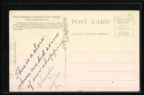 AK Philadelphia, PA, Snellenburg`s Department Store