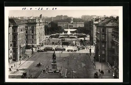 AK Wien I., Schwarzenbergplatz mit Strassenbahnen