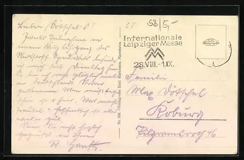 AK Mannheim, Blick vom Wasserturm in die Heidelberger Strasse mit Strassenbahn