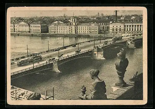 AK St. Petersburg, Brücke mit Strassenbahn