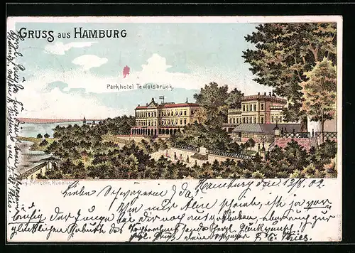 Lithographie Hamburg-Bostelbek, Parkhotel Teufelsbrück