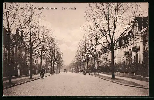 AK Hamburg-Winterhude, Passanten in der Gellertstrasse