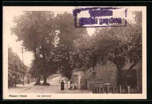 AK Hamburg-Rissen, Ortspartie am Bahnhof