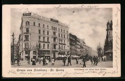 AK Hamburg-St. Georg, Hotel Graf Moltke am Steindamm