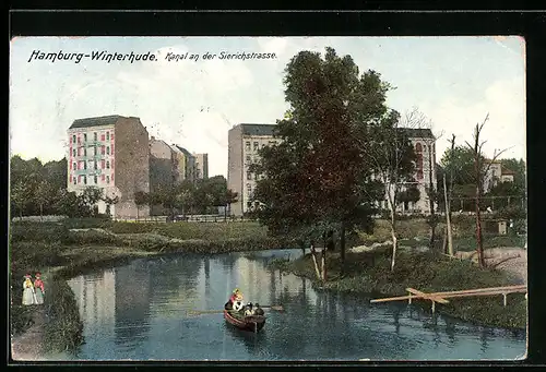 AK Hamburg-Winterhude, Kanal an der Sierichstrasse