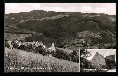 AK Pfaffenberg / Schwarzwald, Ortsansicht aus der Vogelschau, Gasthaus Bergwirtschaft z. Schlüssel