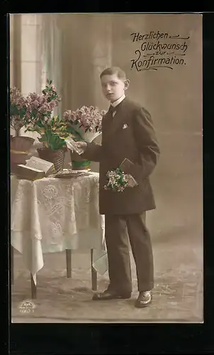 AK Junge im Anzug zur Konfirmation