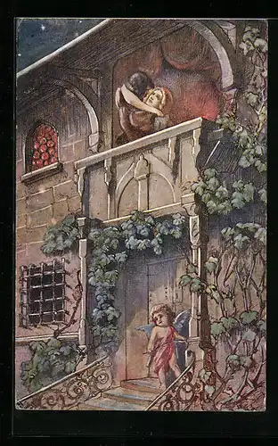 Künstler-AK Unter Amors Schutz