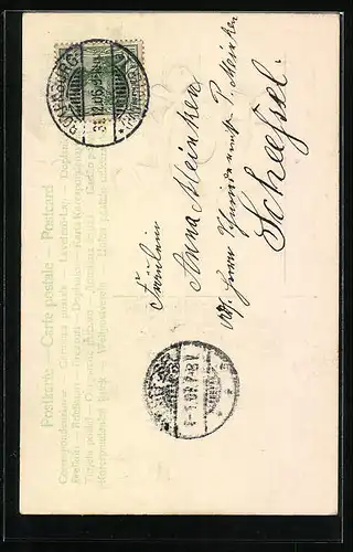 AK Jahreszahl 1907 mit Kleeblättern