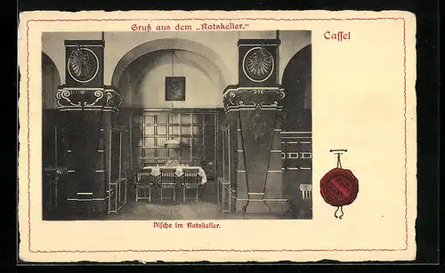 AK Kassel, Gasthaus Ratskeller, Nische im Ratskeller