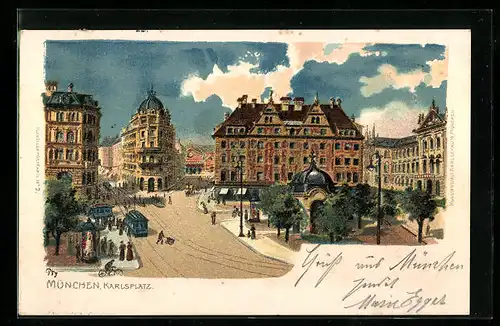 Lithographie München, Karlsplatz