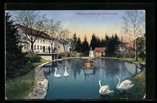 AK Villingen, Partie am Schwanenteich