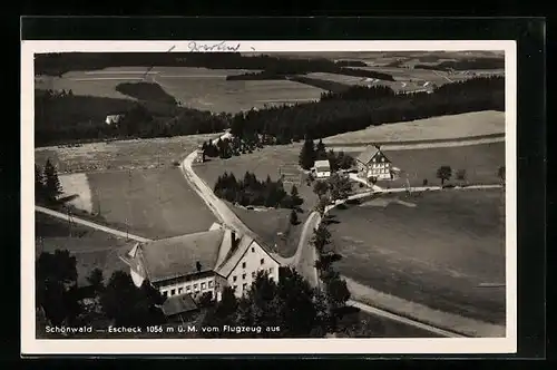 AK Schönwald, Escheck, Blick auf das Gasthaus vom Flugzeug aus