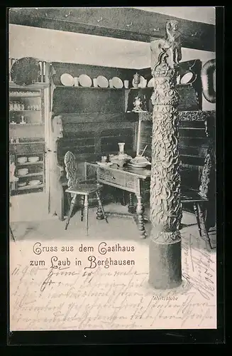 AK Berghausen, Gasthaus zum Laub, Wirtsstube