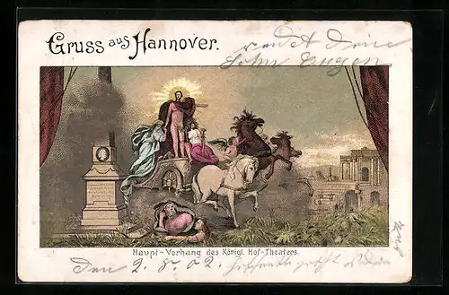 Lithographie Hannover, Haupt-Vorhang des königl. Hof-Theaters