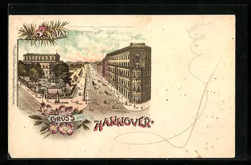 Lithographie Hannover, Blick in die Georgstrasse