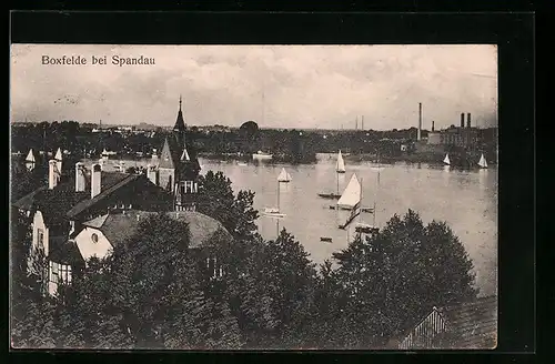 AK Berlin-Bocksfelde, Ortsansicht mit Blick auf den See