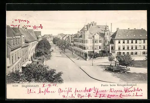 AK Ingolstadt, Strassenpartie beim Kriegerdenkmal