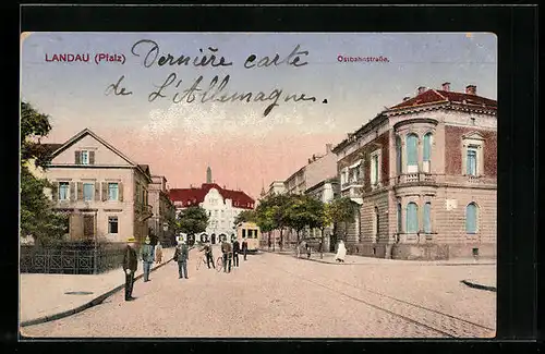 AK Landau /Pfalz, Ostbahnstrasse mit Strassenbahn