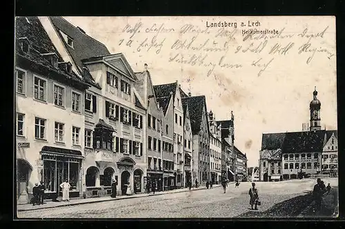 AK Landsberg a. Lech, Herkomerstrasse mit Gasthaus Zum goldenen Stern