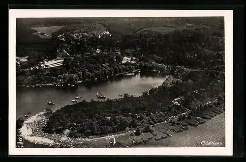 AK Berlin-Charlottenburg, Schildhorn mit Schildhorn-Restaurant, Fliegeraufnahme