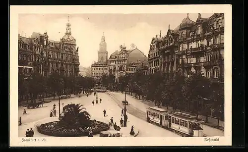 AK Frankfurt a. M., Rossmarkt mit Strassenbahn