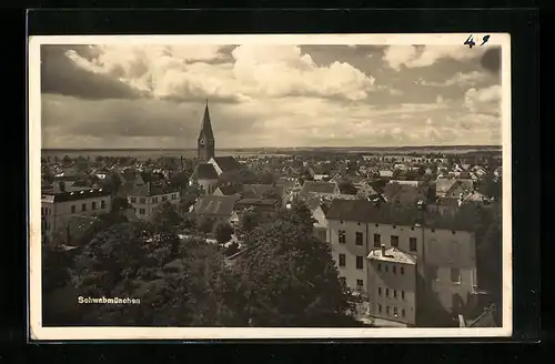 AK Schwabmünchen, Ortspanorama aus der Vogelschau