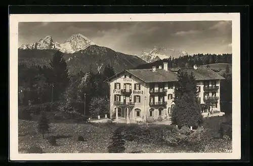 AK Berchtesgaden, Urania Park-Hotel, Watzmann und Hochkalter