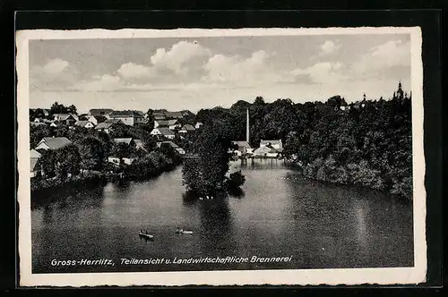 AK Gross-Herrlitz, Teilansicht und Landwirtschaftliche Brennerei