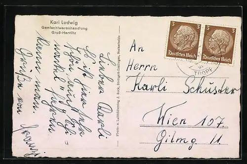 AK Gross-Herrlitz, Teilansicht und Landwirtschaftliche Brennerei