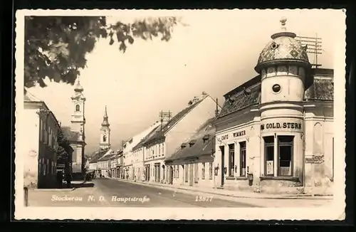 AK Stockerau, Hauptstrasse, Cafe Wimmer Zum gold. Stern