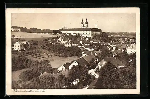 AK Kremsmünster, Blick über die Dächer auf den Ort