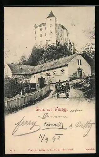 AK Wildegg, Strassenpartie mit Blick zum Schloss