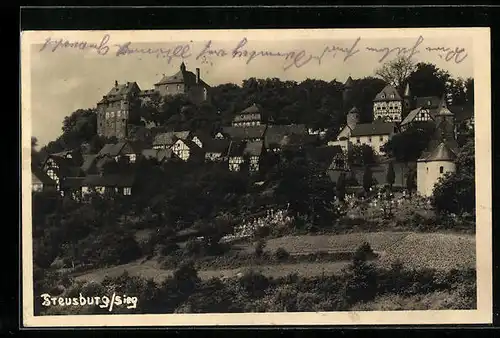 AK Freusburg /Sieg, Burg und kleine Häuser