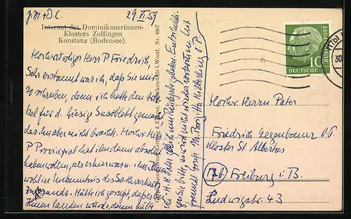 AK Konstanz /Bodensee, Internat des Dominikanerinnen-Klosters Zoffingen