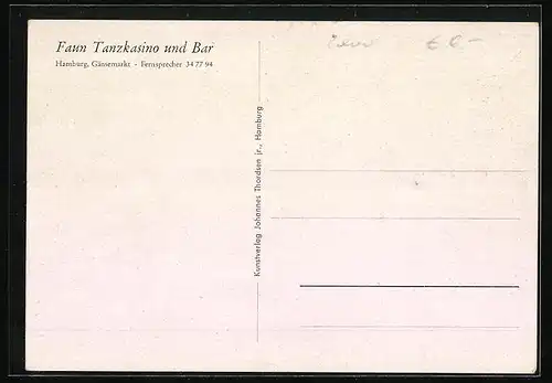 AK Hamburg-Neustadt, Gaststätte Faun Tanzkasino und Bar, Gänsemarkt, Innenansicht