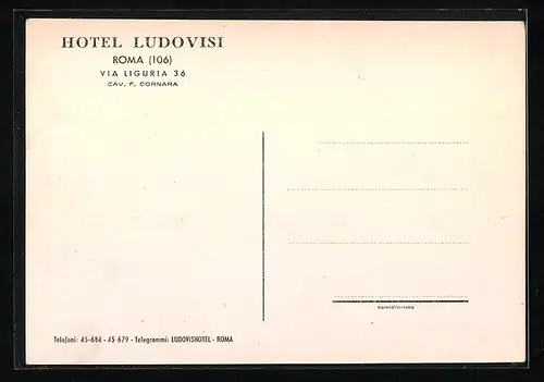 AK Roma, Hotel Ludovisi, Via Liguria 36