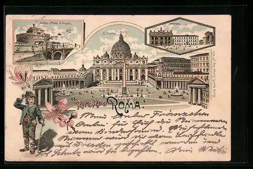 Lithographie Roma, Laterane, S. Pietro, Castello S. Angelo