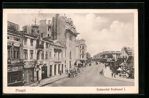 AK Ploesti, Bulevardul Ferdinand I., Strassenpartie