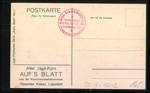 Künstler-AK Fritz Baumgarten: Auf`s Blatt!, Jäger bringen einen Hirsch zur Strecke