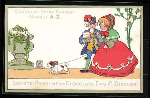 AK Société Anonyme des Chocolats Fins A. Zürcher, Chocolat Extra Fondant Marque A. Z., Schokoladen-Reklame