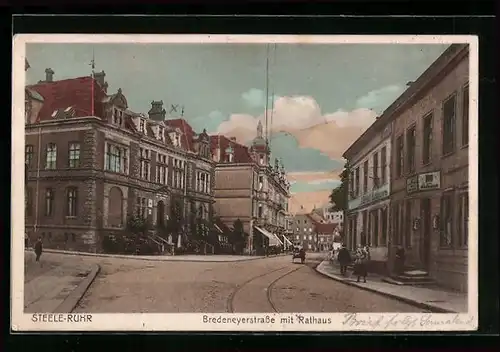 AK Steele-Ruhr, Bredeneyerstrasse mit Rathaus