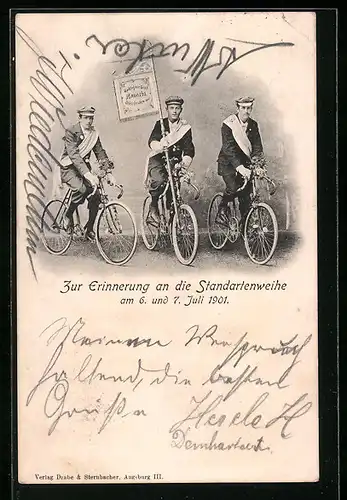 AK Oberhausen /Augsburg, Zur Erinnerung an die Standartenweihe 1901, Radfahrschule Bavaria