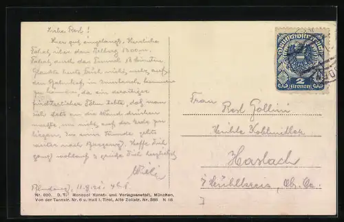 AK Bludenz, Ortspartie mit Kirche aus der Vogelschau