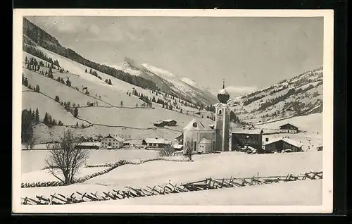 AK Saalbach, Winterlandschaft g. d. Zwölferkogel u. Hohen Penhab