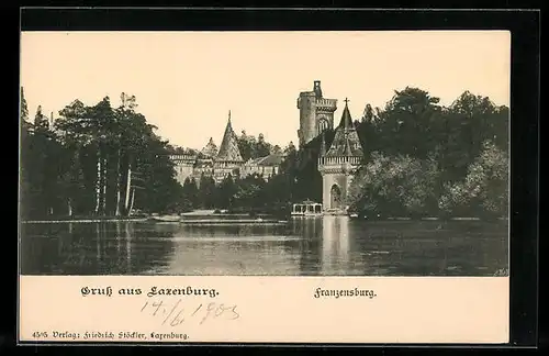 AK Laxenburg, Franzensburg mit Teich