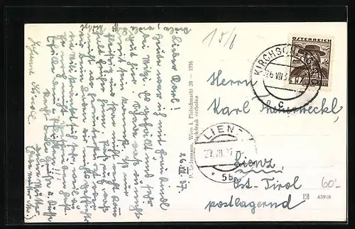 AK Kirchschlag, Burgruine mit Ortsansicht