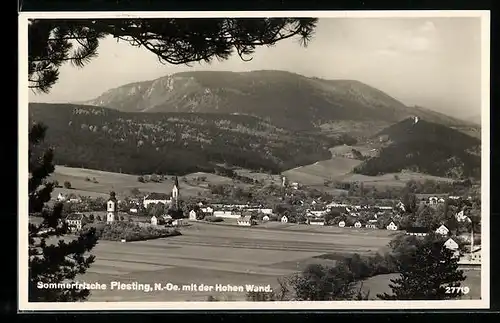 AK Piesting, Totalansicht aus der Vogelschau mit der Hohen Wand
