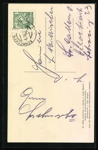 AK Schröcken, Ortsansicht mit Bergen im Winter